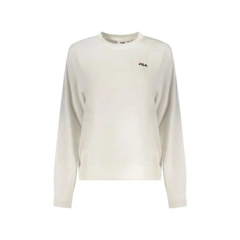 Felpa Donna Bianca Girocollo Garzata Ricamo Logo Bianco