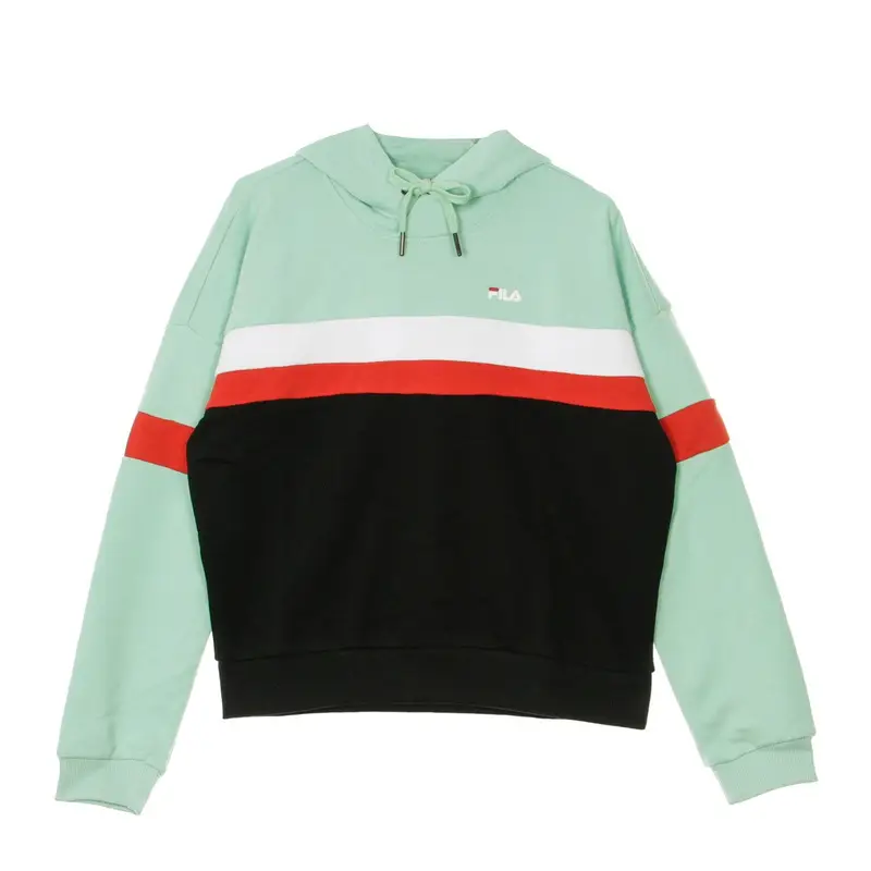 Felpa Leggera Cappuccio Corta Donna Ella Mist Green/black/bright White/true Red