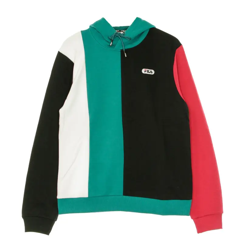 Felpa Leggera Cappuccio Uomo Bairn Blocked Hoody Black/teal Green/bright White/cerise