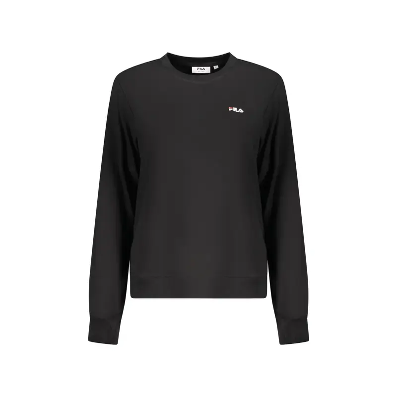 Felpa Maniche Lunghe Donna Nera Ricamo Nero