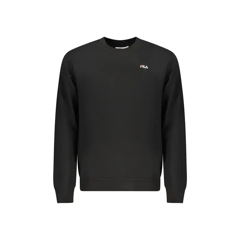 Felpa Maniche Lunghe Uomo Nera Ricamo Logo Nero