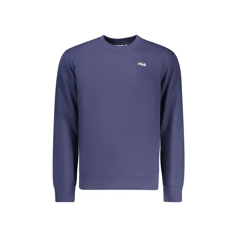 Felpa Uomo Blu Girocollo Garzata Ricamo Logo