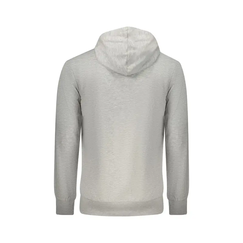 Felpa Uomo Grigia Cappuccio Garzata Ricamo Logo Grigio miniatura 2