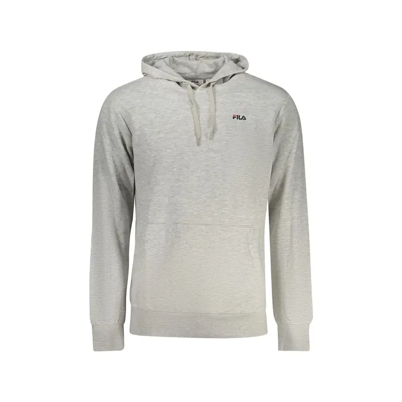 Felpa Uomo Grigia Cappuccio Garzata Ricamo Logo Grigio