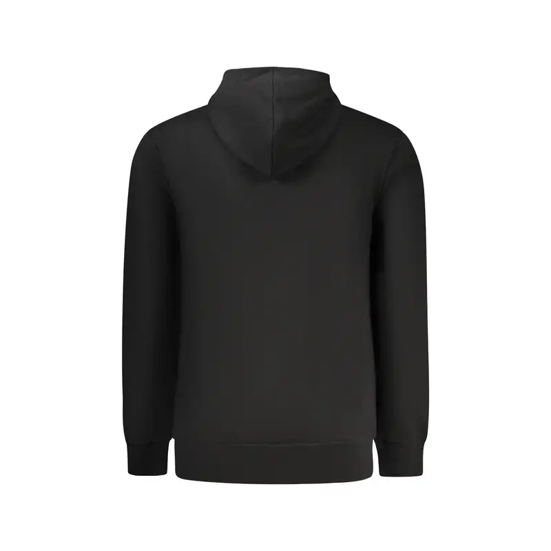 Felpa Uomo Nera Cappuccio Garzata Ricamo Logo Nero miniatura 2