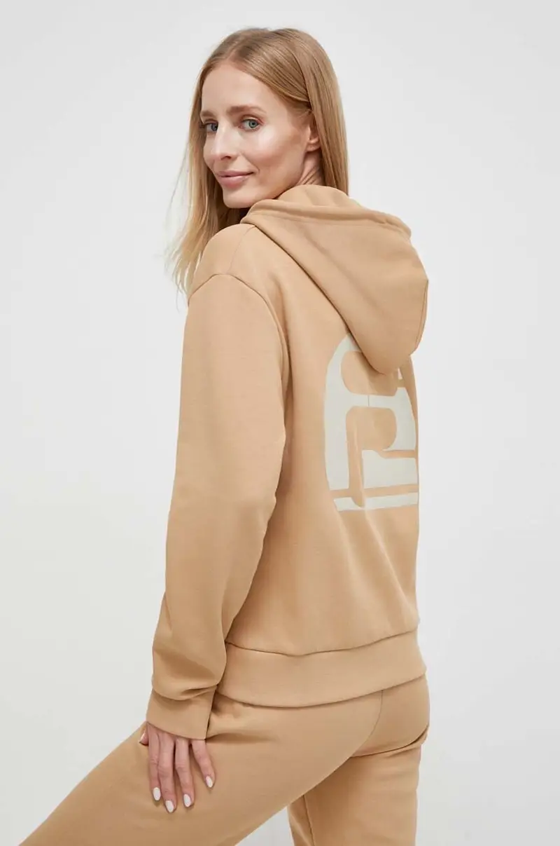 felpa VR46 donna colore beige con cappuccio con applicazione