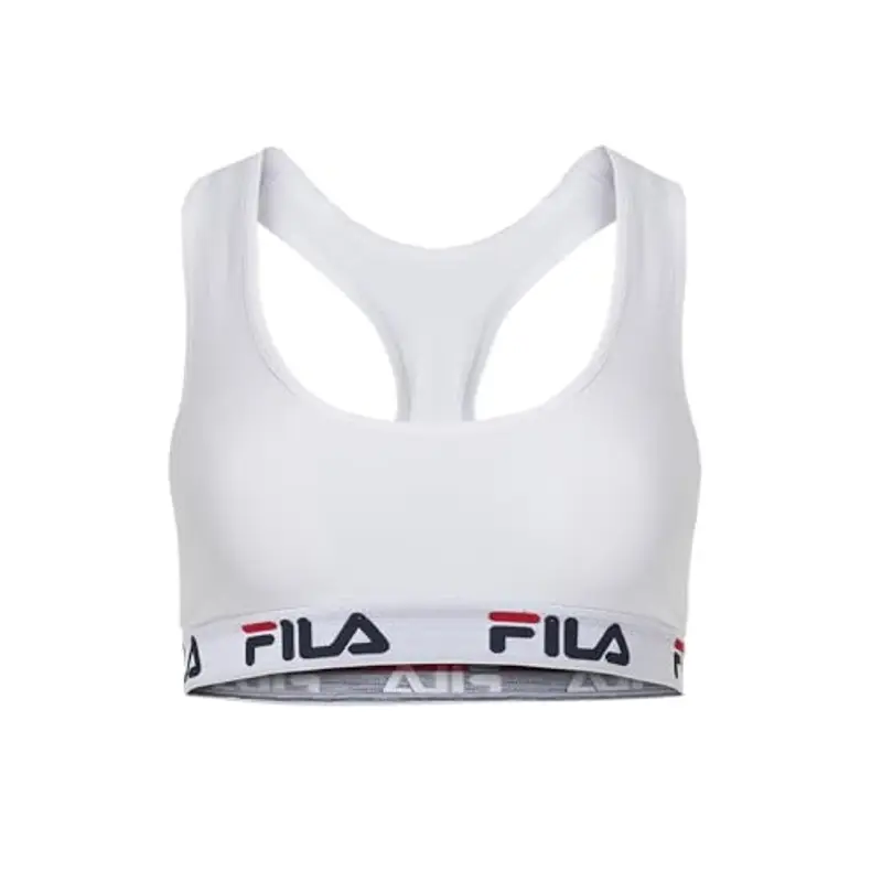 FILA Reggiseno Donna Cotone, Reggiseno Sportivo, Senza Ferretto, Bianco, Taglie L