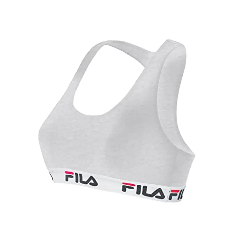 FILA Reggiseno Donna Cotone, Reggiseno Sportivo, Senza Ferretto, Grigio, Taglie M