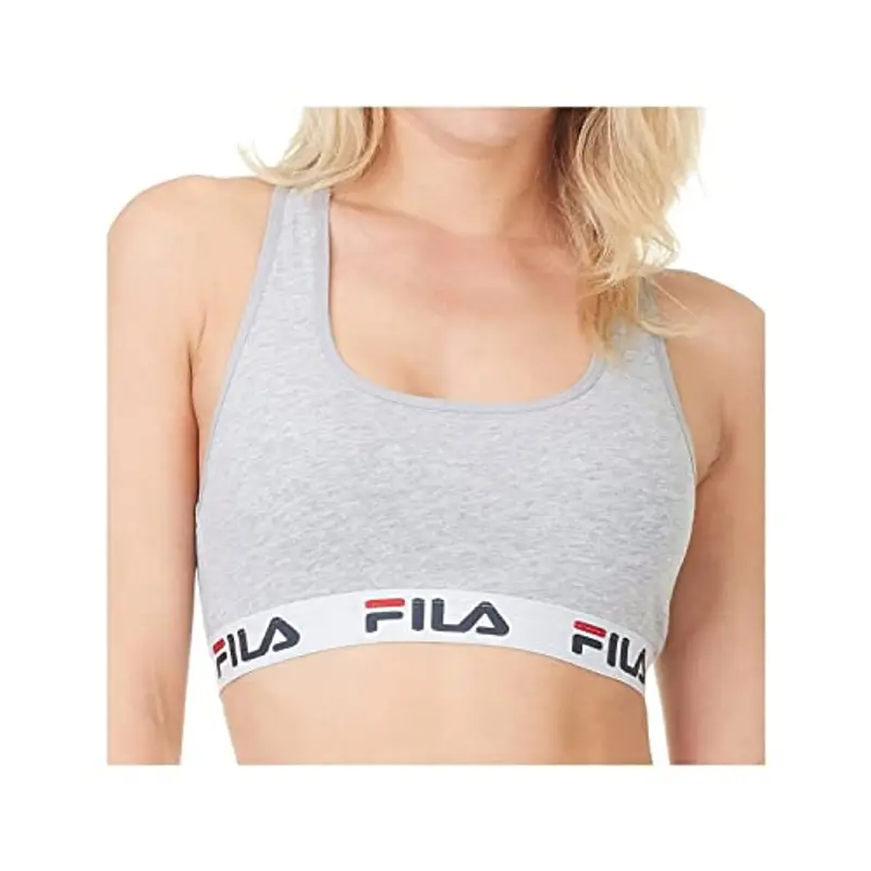 FILA Reggiseno Donna Cotone, Reggiseno Sportivo, Senza Ferretto, Grigio, Taglie M miniatura 3