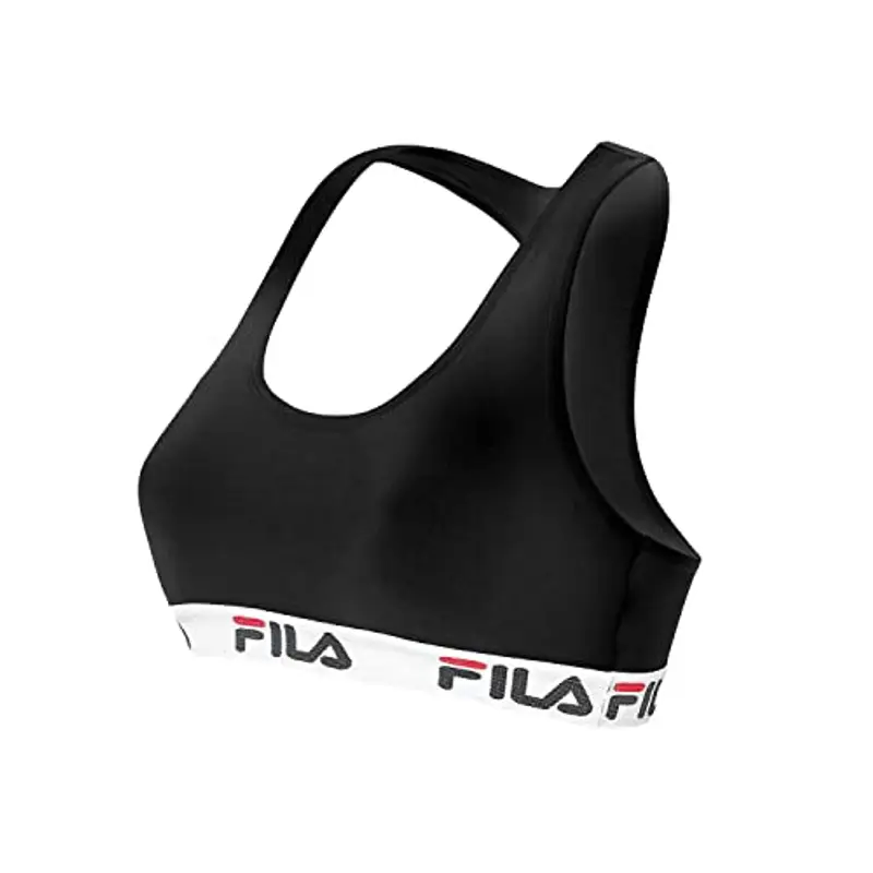 FILA Reggiseno Donna Cotone, Reggiseno Sportivo, Senza Ferretto, Nero, Taglie XL