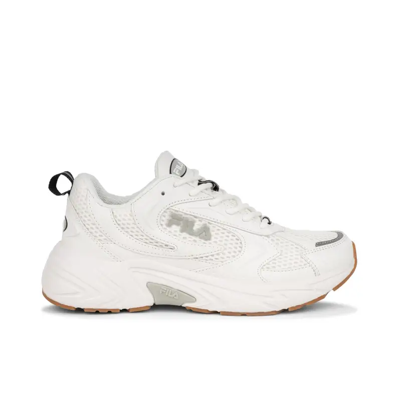 Sneakers donna bianche da palestra con suola chunky e logo laterale