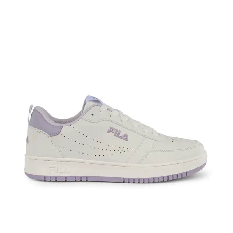 Sneakers donna da basket bianche e viola con logo laterale