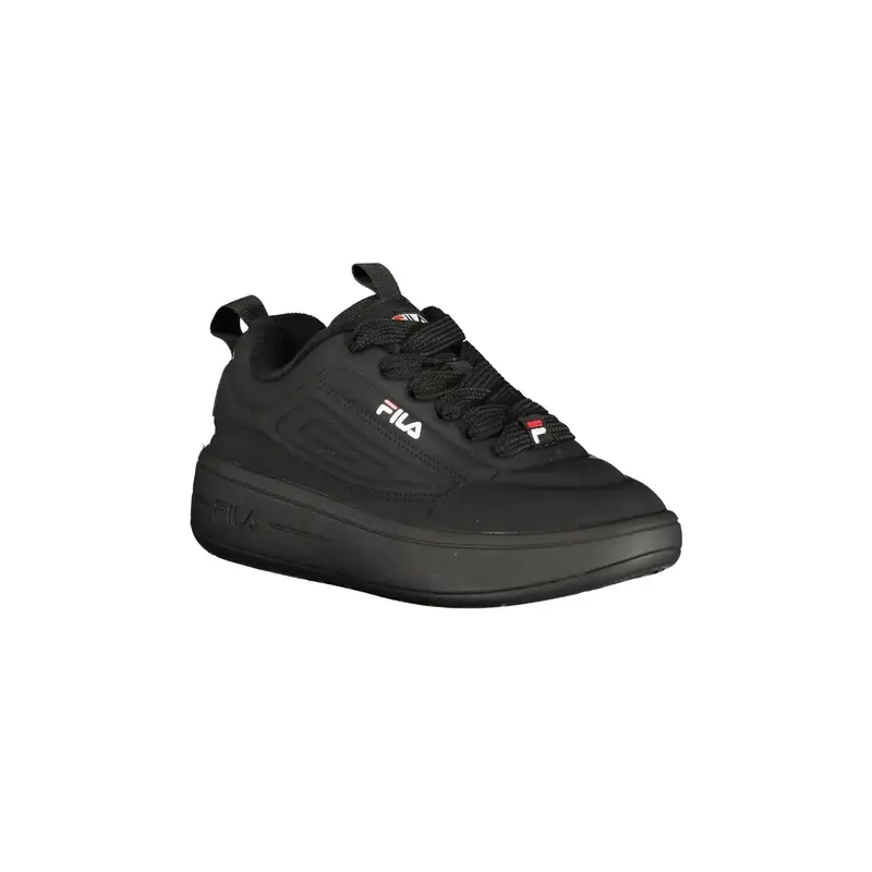Sneakers Donna Nere Sportive Lacci Logo Nero miniatura 2