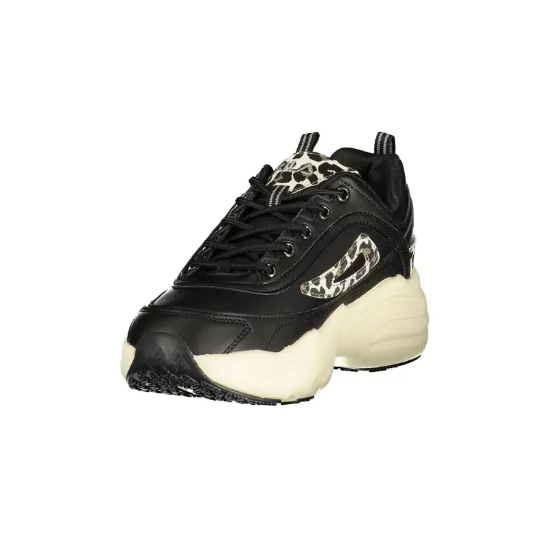 Sneakers Donna Nere Sportive Lacci Logo Nero miniatura 3