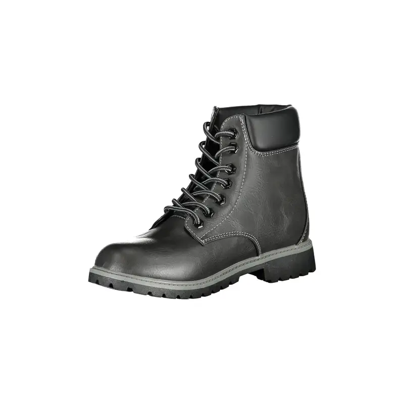 Stivaletti Donna Neri con Lacci e Dettagli a Contrasto Nero miniatura 3