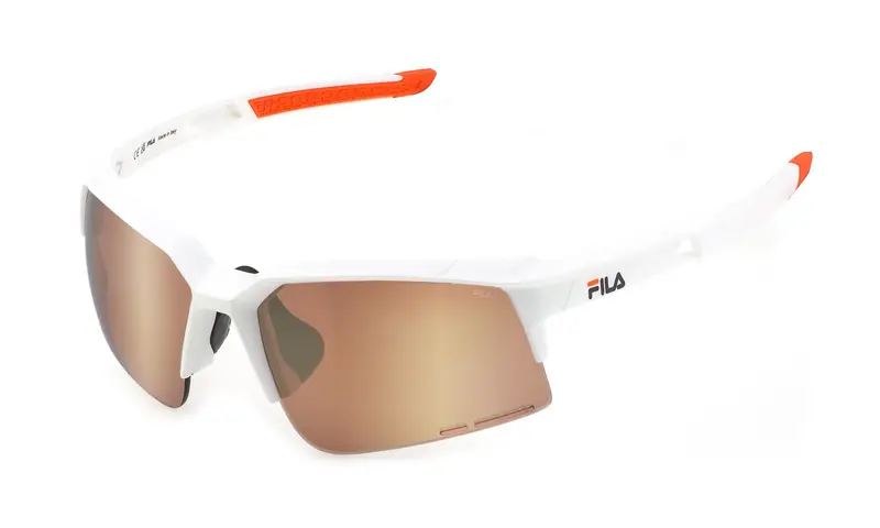 Fila Unisex SFI515  5WWX Occhiali da sole Iniettato Bianco Rosa Squadrata Idrorepellente Specchiato