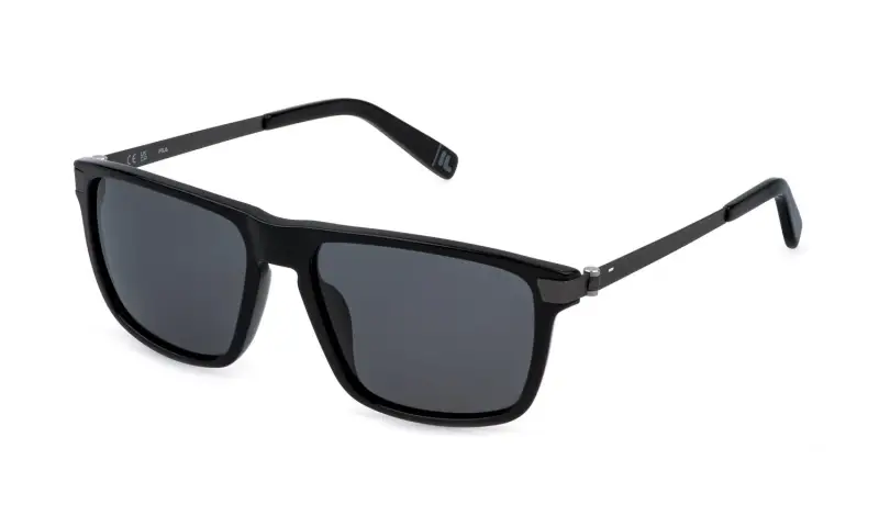 Uomo Fila SFIB11 700P Occhiali da sole Acetato Nero Fumo Geometrica