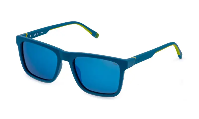 Uomo Fila SFID21 R22P Occhiali da sole Iniettato Blu Fumo Squadrata Polarizzata Specchiato