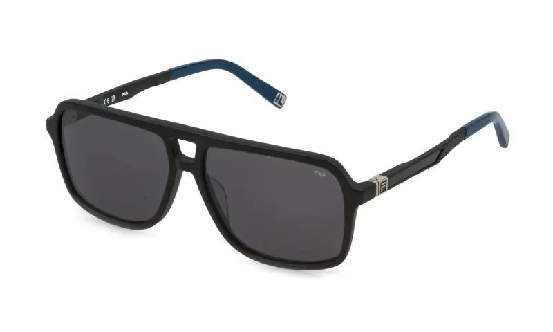 Uomo Fila SFID22 703 Occhiali da sole Acetato Nero Fumo Squadrata Normale