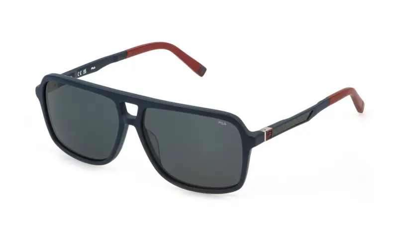 Uomo Fila SFID22 991M Occhiali da sole Acetato Blu Fumo Squadrata Normale