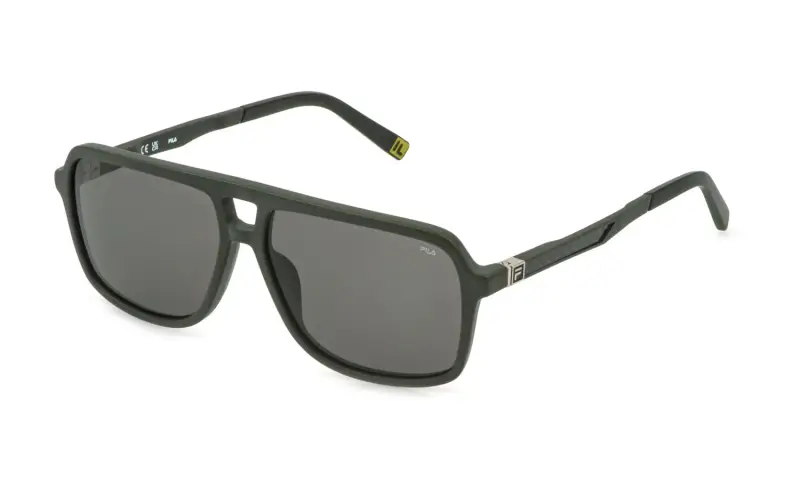 Uomo Fila SFID22 9FBM Occhiali da sole Acetato Verde Marrone Squadrata Normale