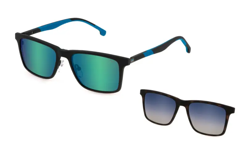 Uomo Fila UFI530 568P Occhiali da sole Metallo Grigio Fumo Squadrata Polarizzata