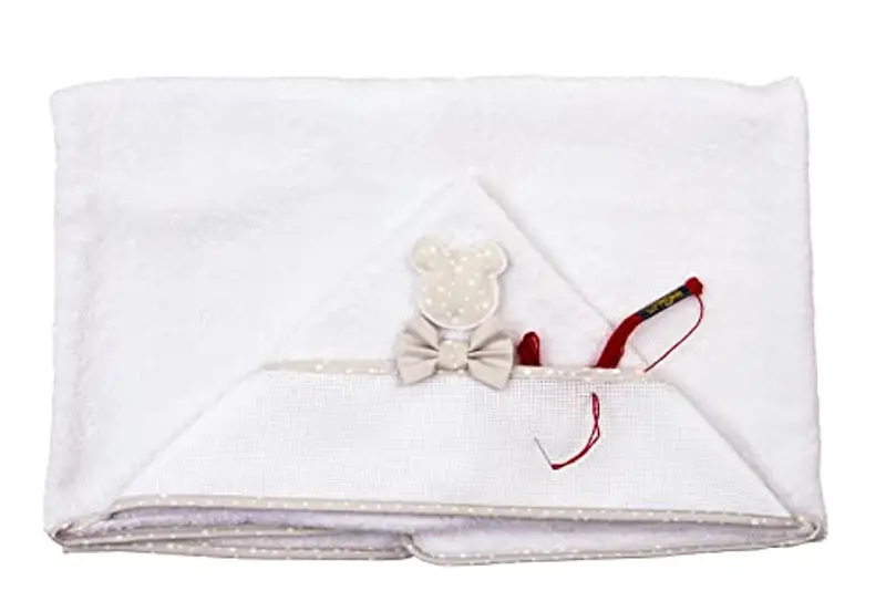 Filet - Accappatoio Triangolo Per Neonati da Ricamare, Morbida Spugna, Prodotto Realizzato In Italia, 100% Cotone miniatura 3