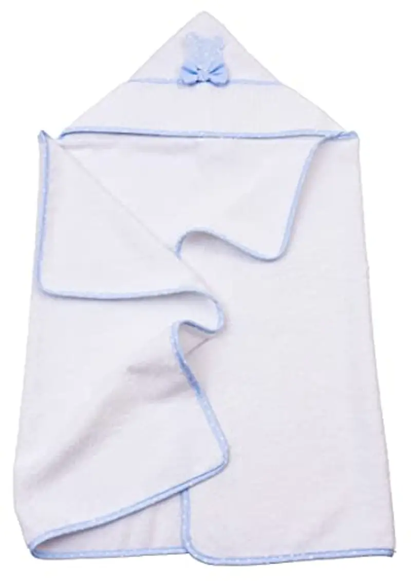 Filet - Accappatoio Triangolo Per Neonati da Ricamare, Morbida Spugna, Prodotto Realizzato In Italia, 100% Cotone - Bianco, Azzurro, Taglia unica 0-12 mesi