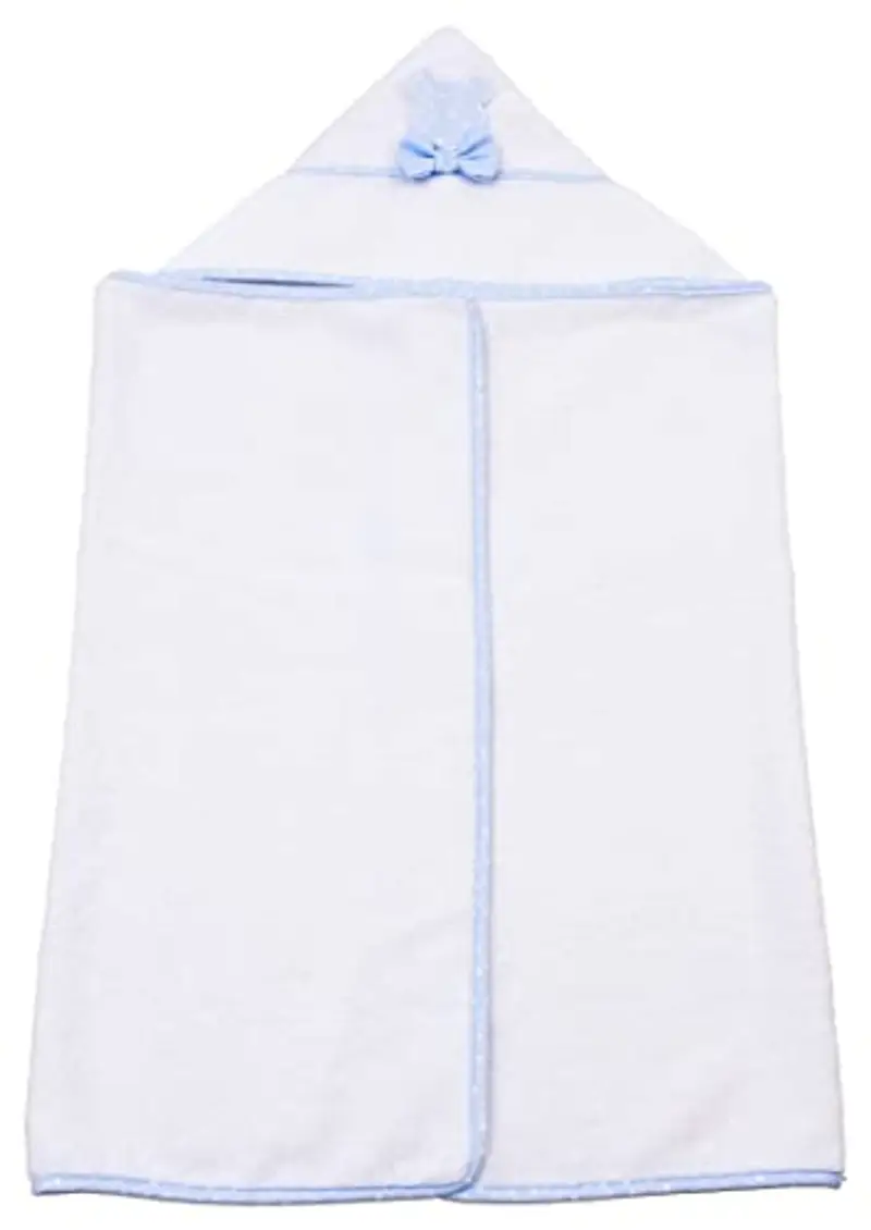 Filet - Accappatoio Triangolo Per Neonati da Ricamare, Morbida Spugna, Prodotto Realizzato In Italia, 100% Cotone - Bianco, Azzurro, Taglia unica 0-12 mesi miniatura 2