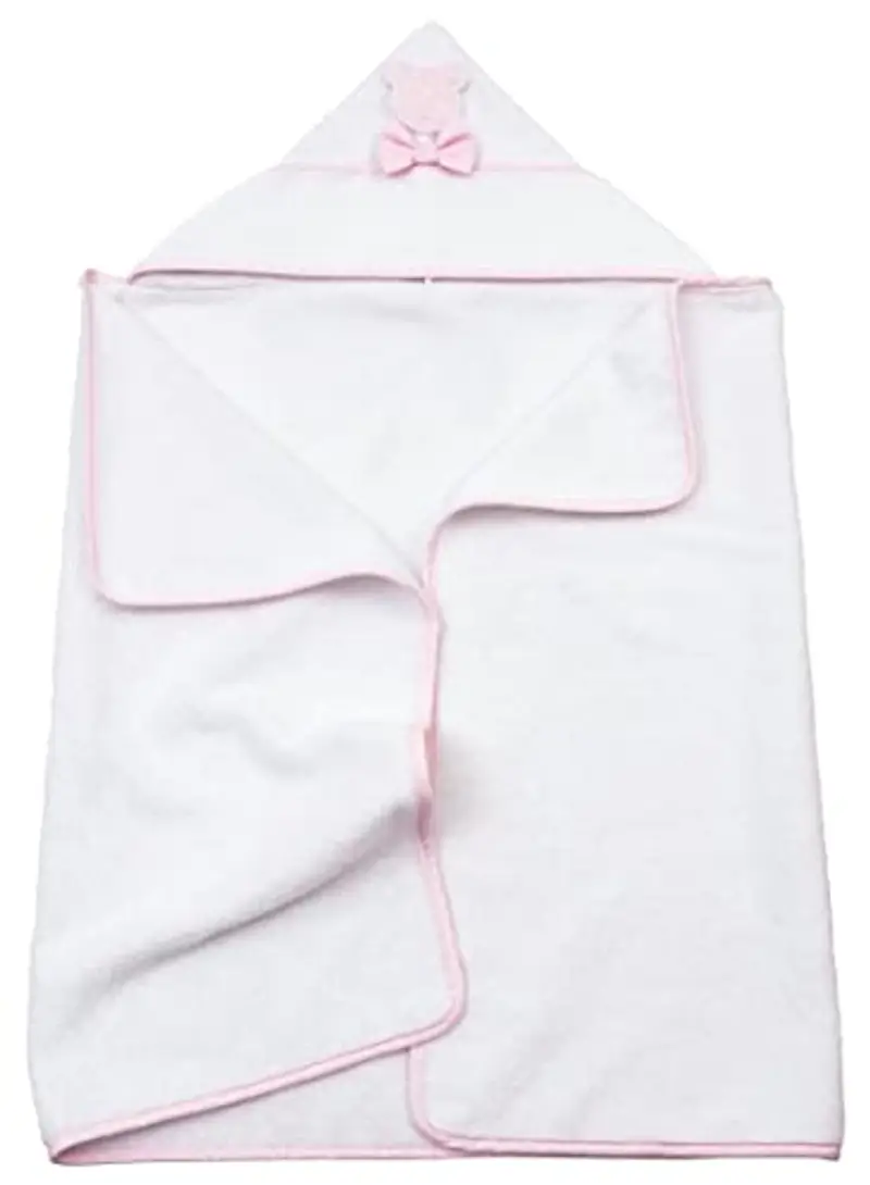 Filet - Accappatoio Triangolo Per Neonati da Ricamare, Morbida Spugna, Prodotto Realizzato In Italia, 100% Cotone - Bianco, Rosa, Taglia unica 0-12 mesi