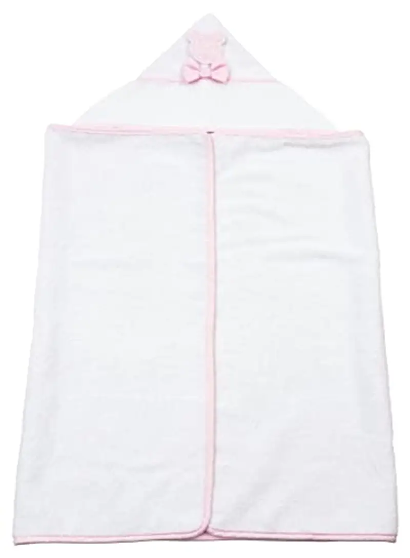 Filet - Accappatoio Triangolo Per Neonati da Ricamare, Morbida Spugna, Prodotto Realizzato In Italia, 100% Cotone - Bianco, Rosa, Taglia unica 0-12 mesi miniatura 2