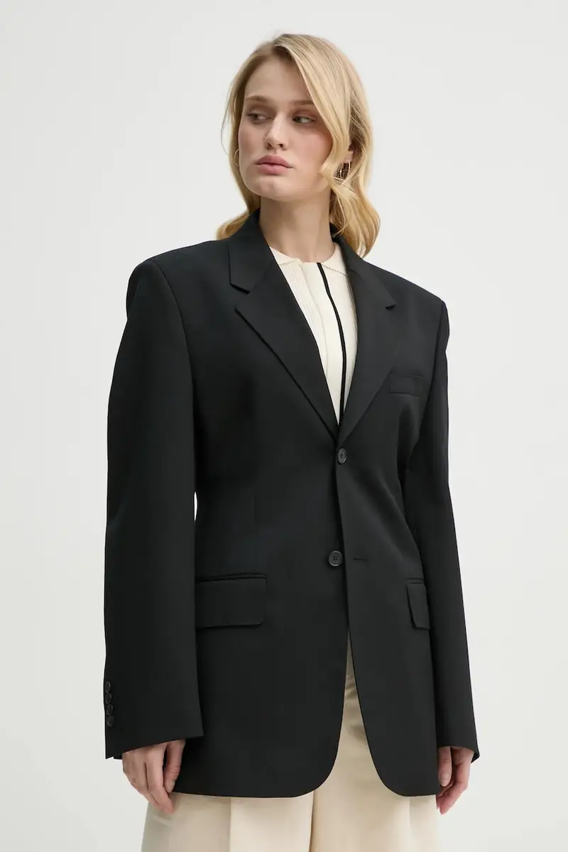 blazer con aggiunta di lana colore nero 31533
