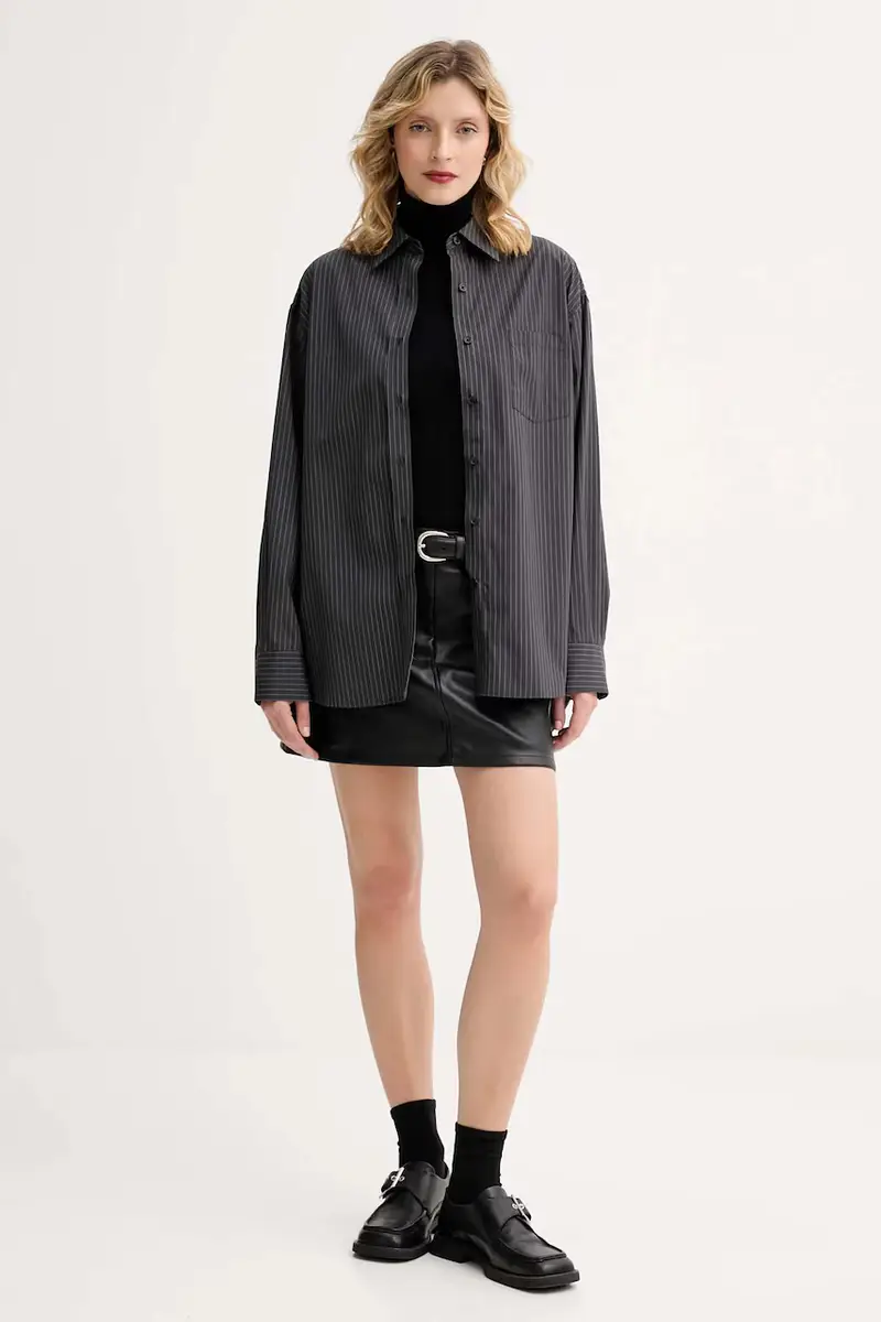 camicia in cotone donna colore grigio 31822 miniatura 2