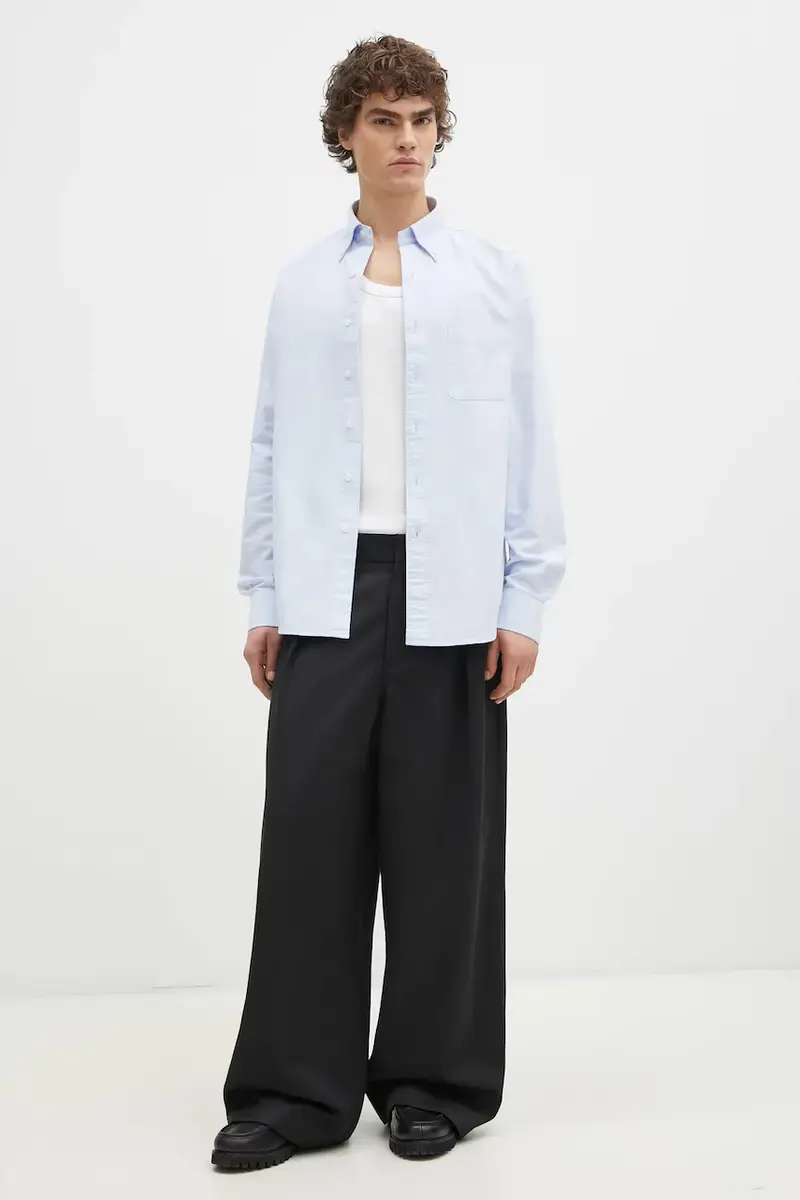 camicia in cotone uomo colore blu 31255 miniatura 2