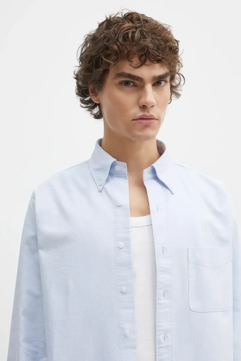 camicia in cotone uomo colore blu 31255 miniatura 4