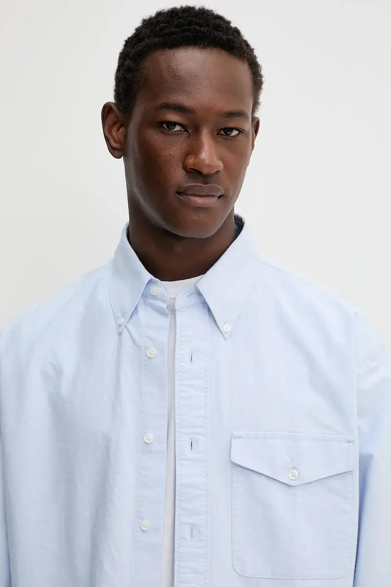 camicia in cotone uomo colore blu 31429 miniatura 4