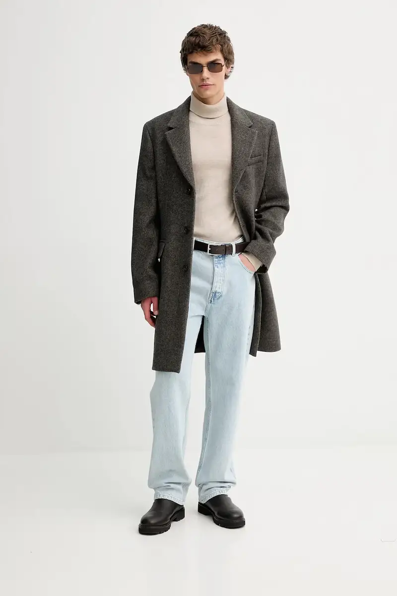 cappotto con lana colore grigio 31964 miniatura 2