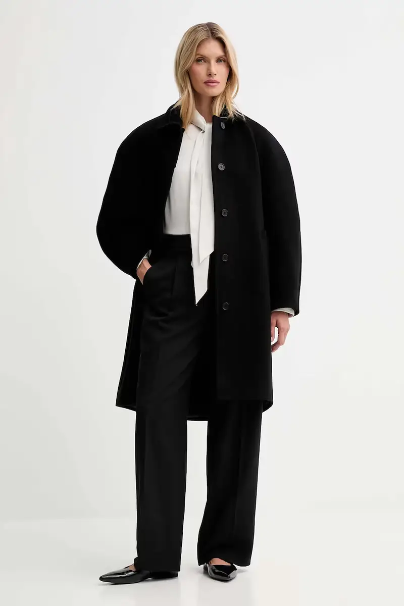 cappotto con lana colore nero 31614 miniatura 2