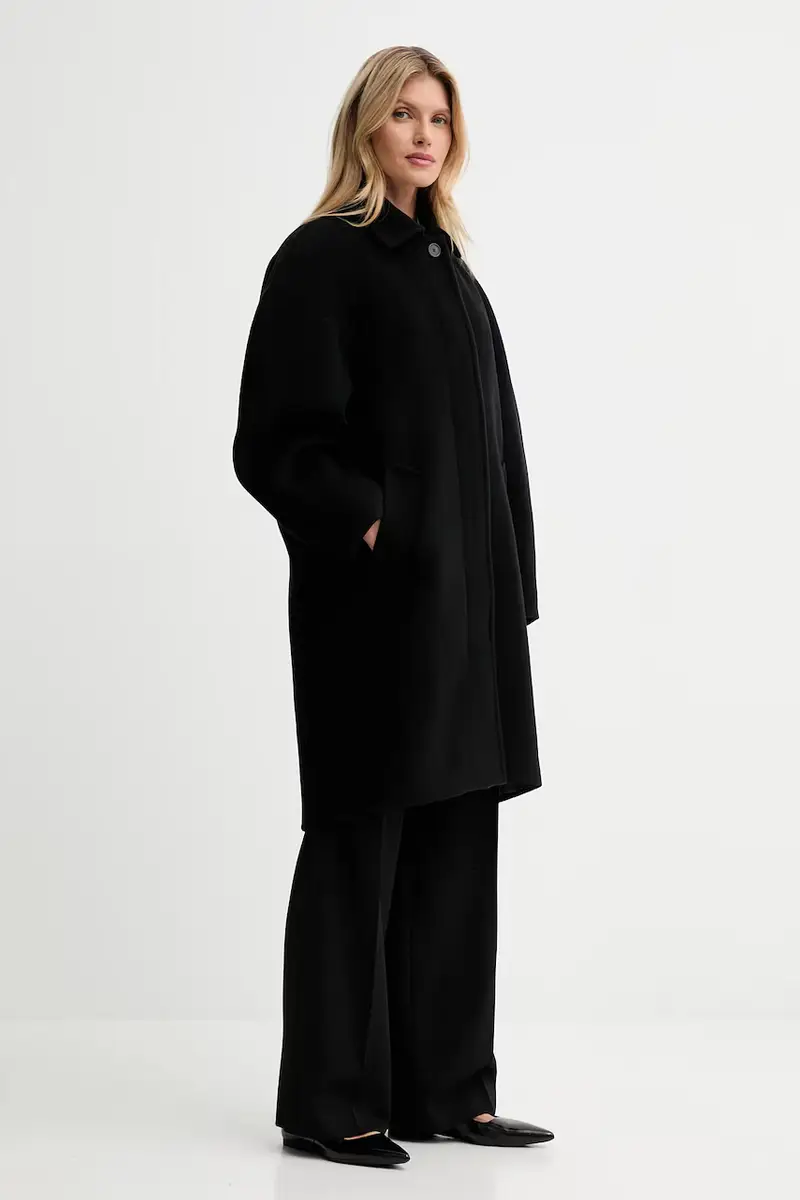 cappotto con lana colore nero 31614 miniatura 4