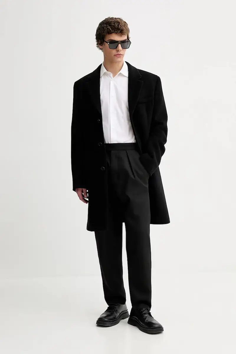 cappotto con lana colore nero 31659 miniatura 2