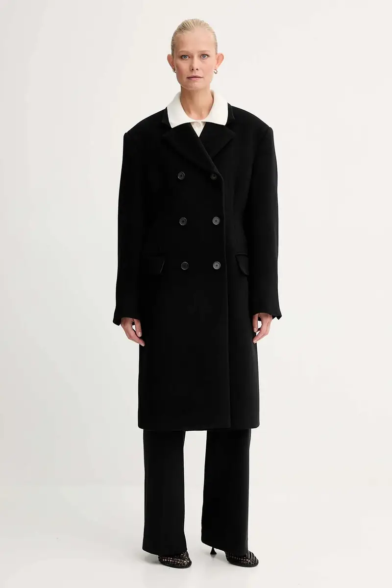 cappotto con lana colore nero 31972 miniatura 2