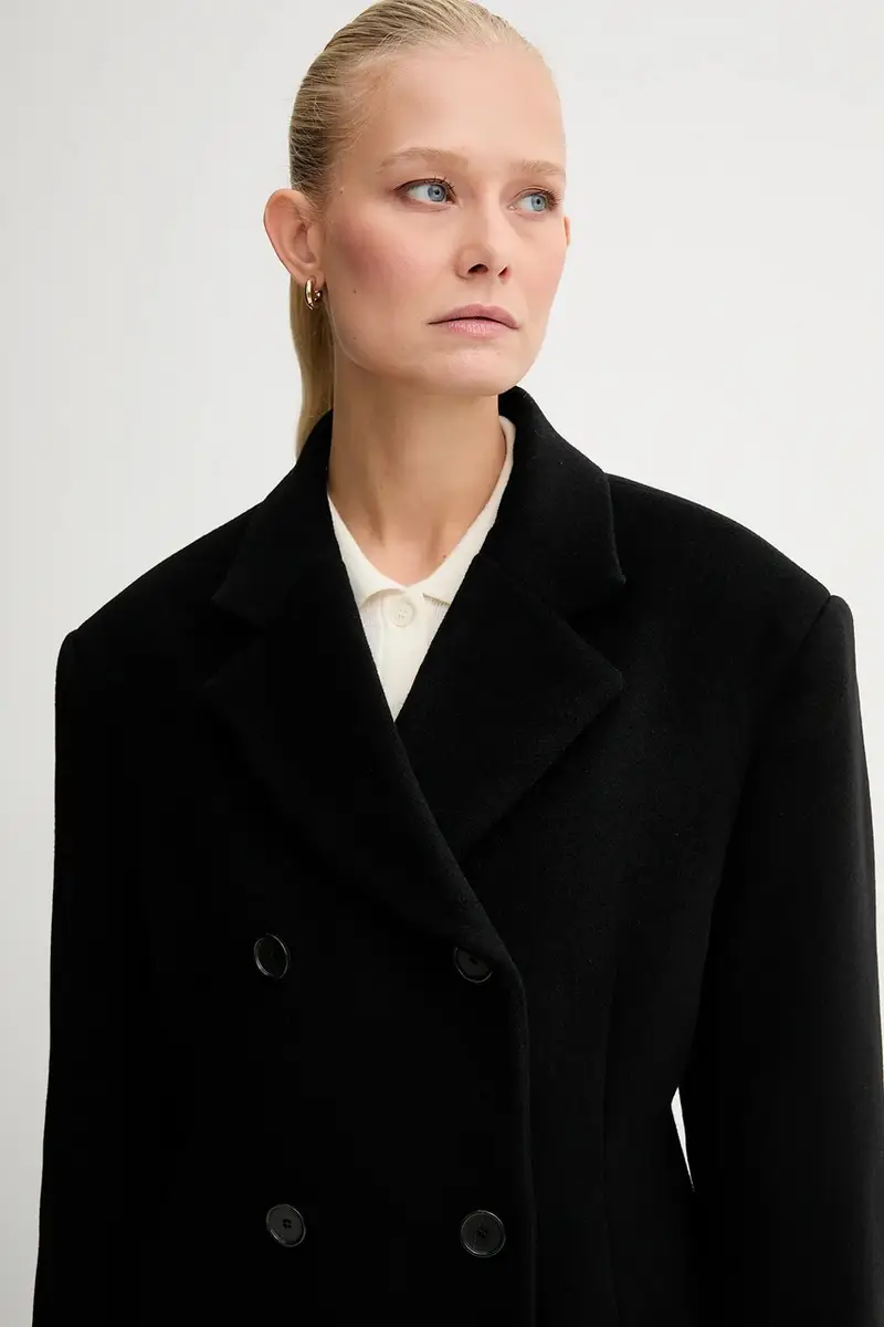 cappotto con lana colore nero 31972 miniatura 4