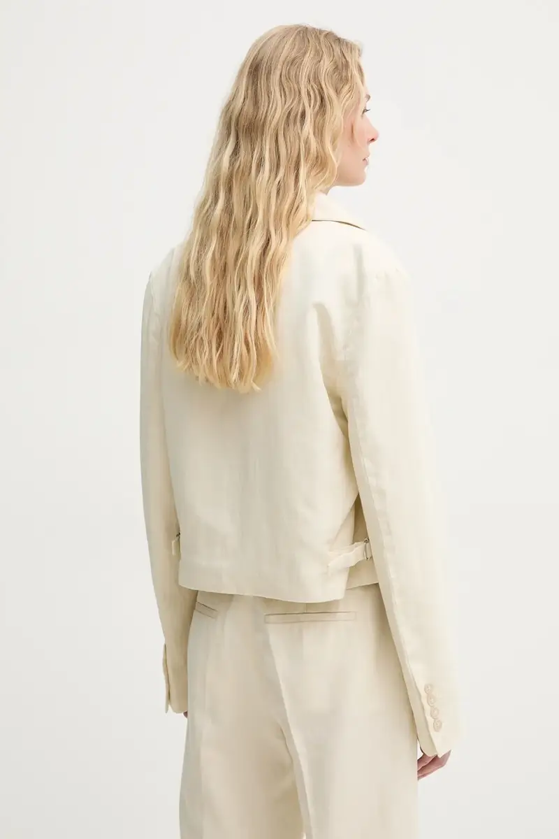 giacca con aggiunta di lino colore beige 31196 miniatura 3