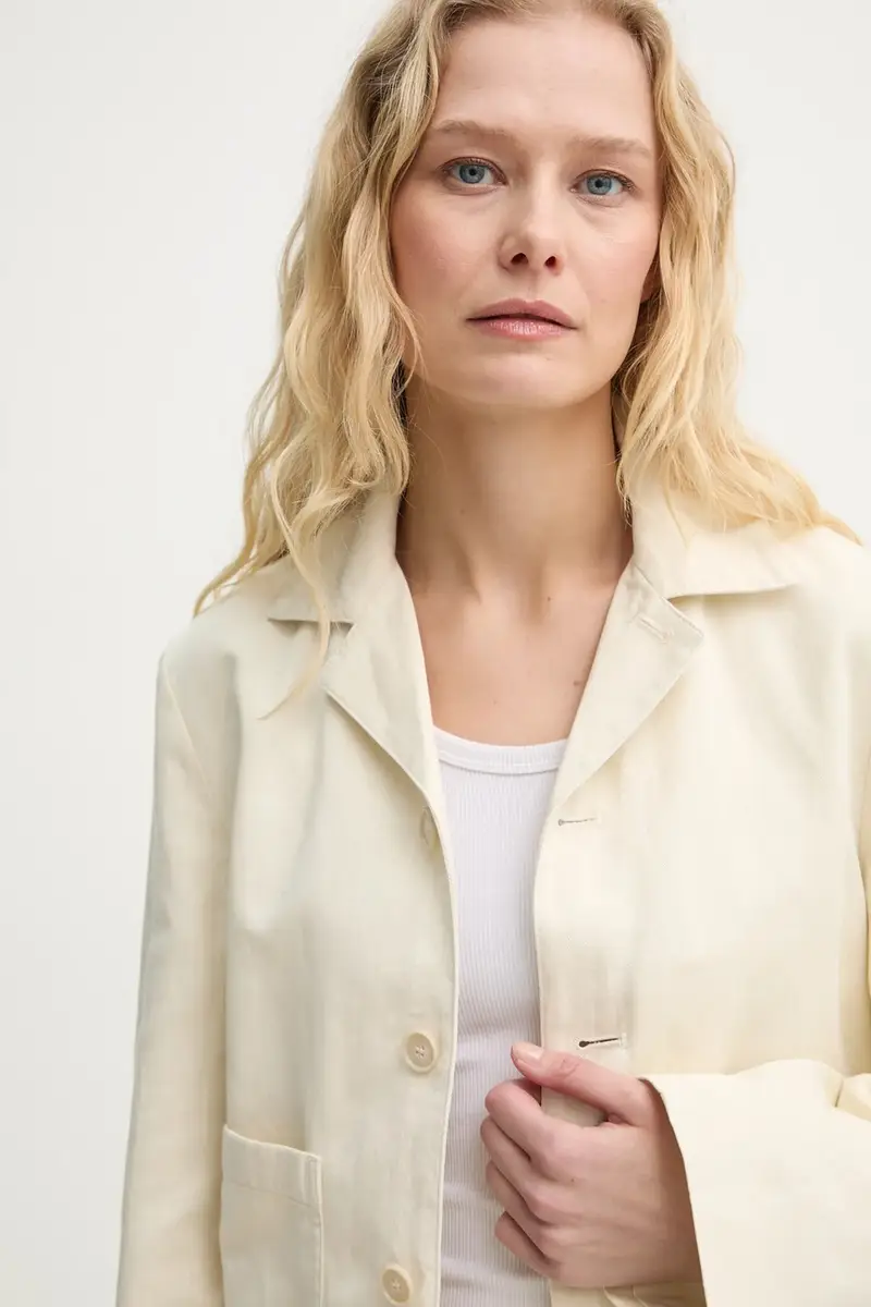 giacca con aggiunta di lino colore beige 31196 miniatura 4