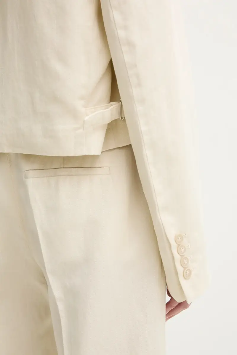 giacca con aggiunta di lino colore beige 31196 miniatura 5