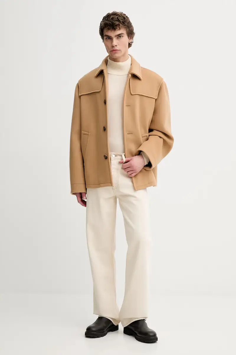 giacca con lana Beige miniatura 2