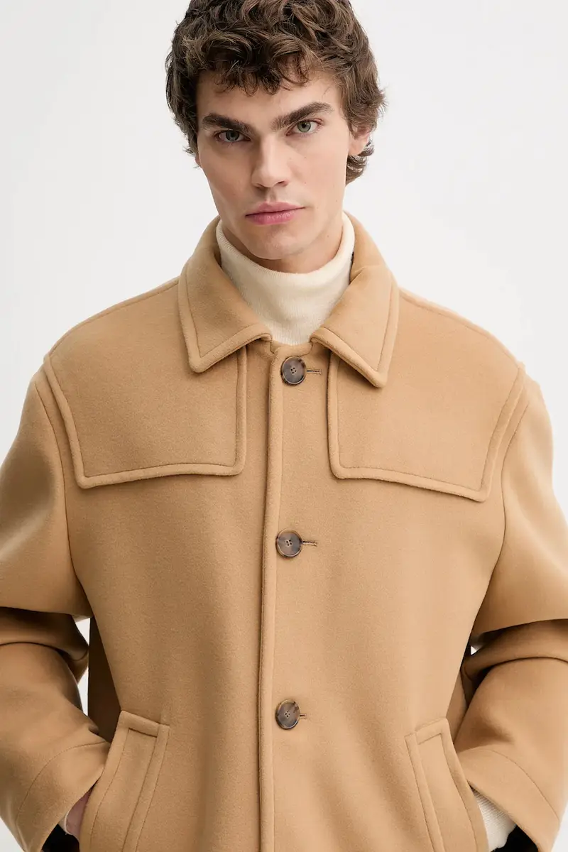 giacca con lana Beige miniatura 4