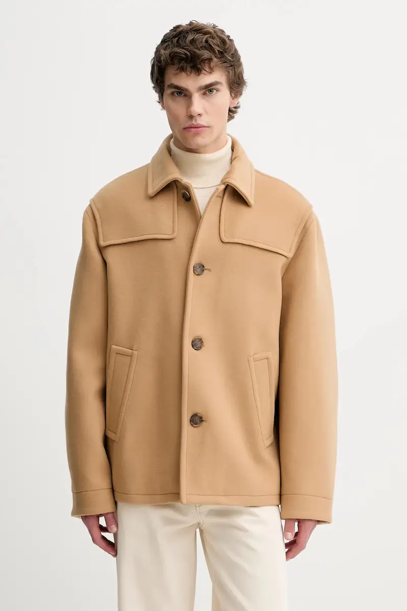 giacca con lana Beige