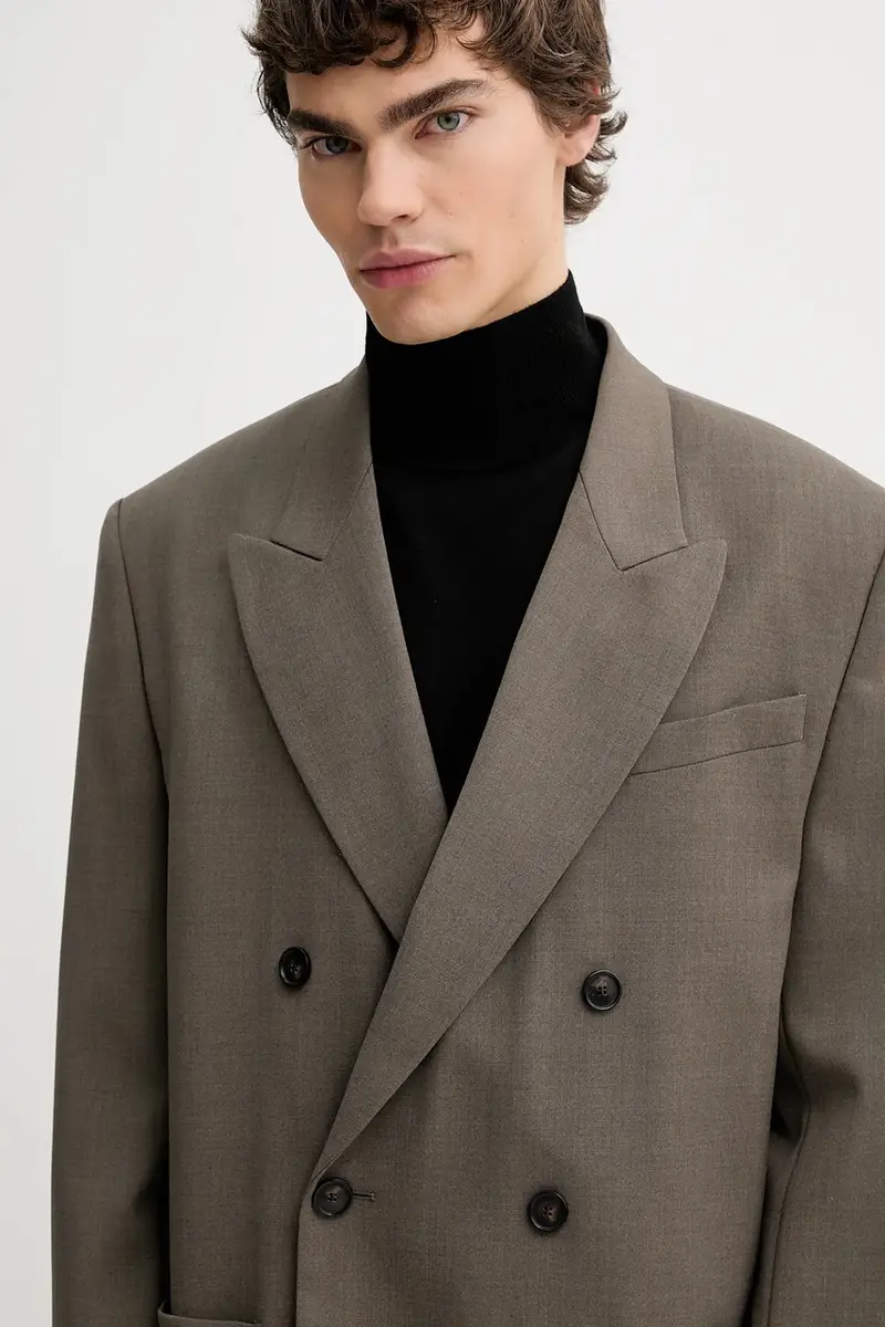 giacca con lana Marrone miniatura 4