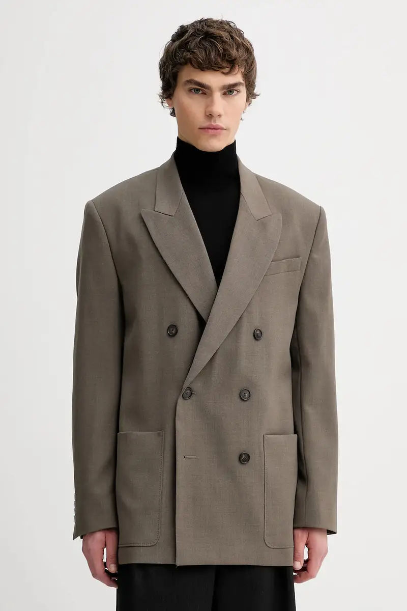 giacca con lana Marrone